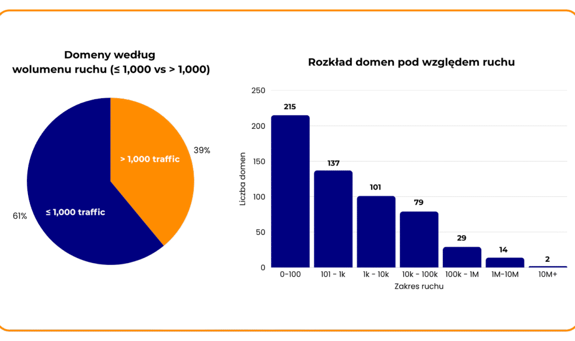 61% domen ma ruch poniżej 1000