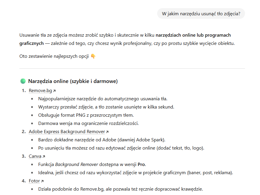 Polecenia marek w Chacie GPT